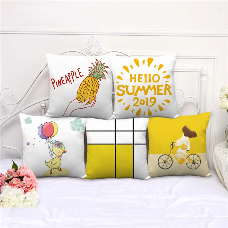 

c06064 New Pattern Fresh Geometry Printed Pillow Covers Decorative Cushion Cover Case for Sofa Couch Car Seat 45x45 CM