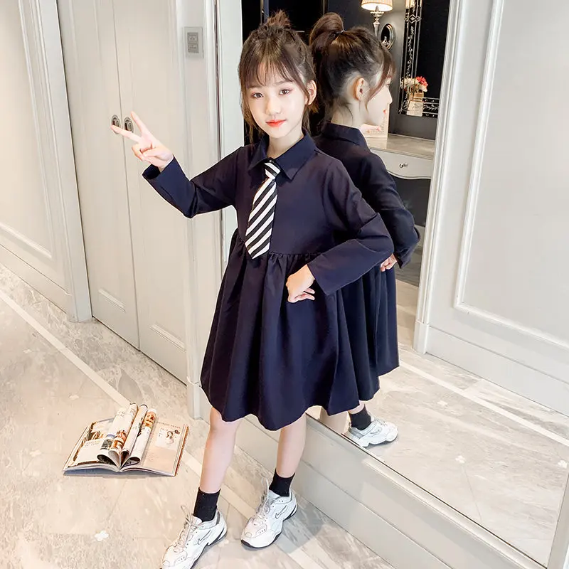 

Children Clothing 2020 Autumn New Girls Shirt-Dress with Tie Princess Dress School Teens Kids Dresses For Girls Clothes 8 10 12Y