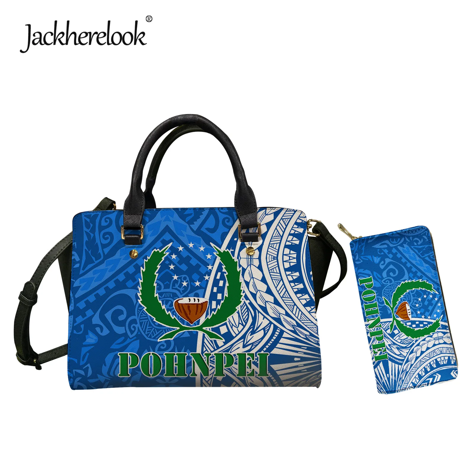 

Jackherelook Pohnpei Polynesian Tribal Pattern Female Luxury Handle Messenger Bag Coin Purse Set Card Holder Wallet for Women