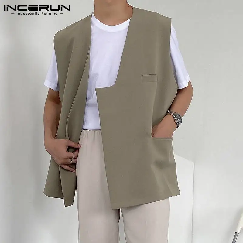 

Жилет мужской INCERUN, однотонный, с V-образным вырезом, без рукавов, с карманами, Повседневный, уличная одежда, тонкий, 2021