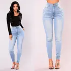 Женские узкие джинсы с высокой талией, эластичные облегающие джинсовые брюки-карандаш с эффектом потертости, длинные ковбойские брюки в уличном стиле
