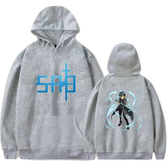 

Толстовка с капюшоном Sword Art Online, толстовка аниме Kirito Elucidator, толстовка с темным репуловером для мужчин и женщин, пуловер на весну и осень, Своб...