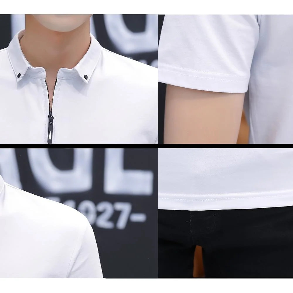 

Summer Fashion 2021 Mens Tshirts Summer Cotton T Shirt Men Short Sleeve Turn-down Collar Korean Style Men T Shirt