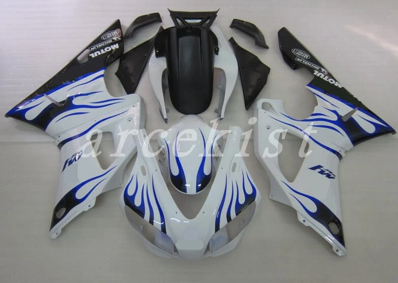

3Gifts New ABS Motorcycle Fairing kit for YAMAHA YZFR1 98 99 YZF R1 1998 1999 YZF1000 yzfr1 98 99 Fairings set white blue flame