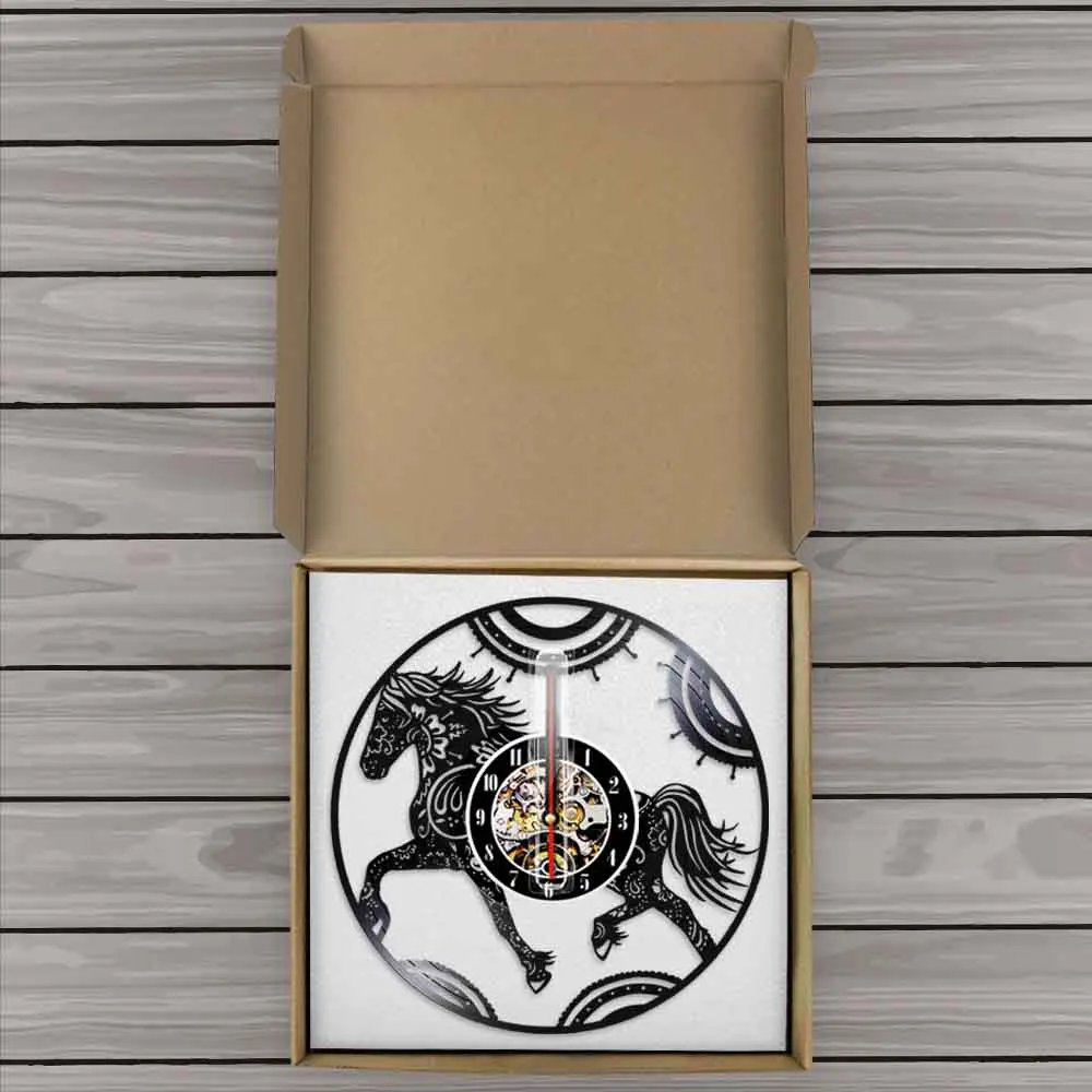 С цветочным принтом мандалой часы лошадь Мандала зентангл настенные