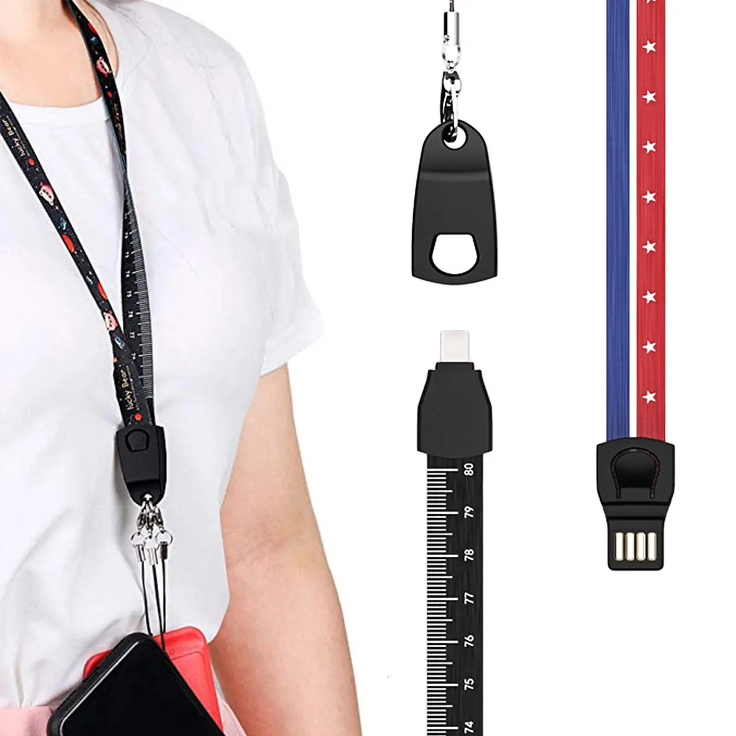 Быстрый Micro USB кабель для передачи данных зарядное устройство шейный ремешок