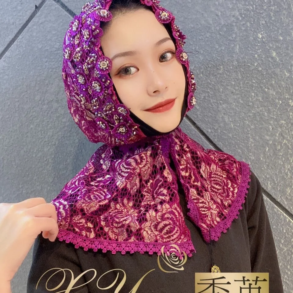 Мусульманский Исламский женский роскошный свадебный кружевной шарф хиджабы |