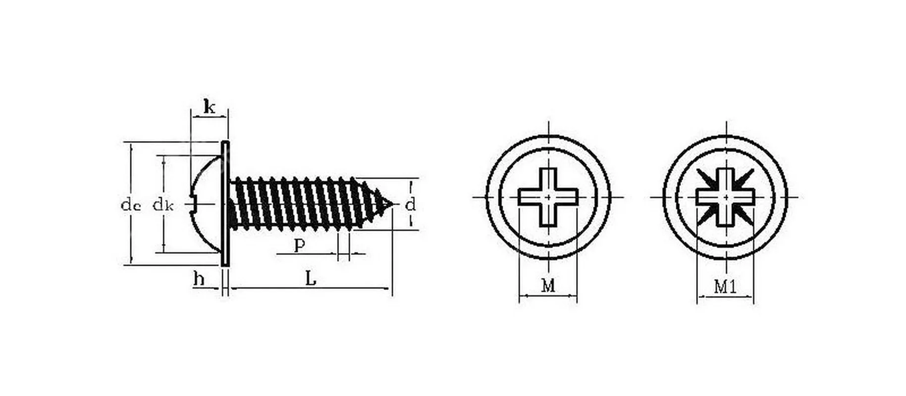 

500Pcs Self Tapping Screw Bolts M3 M4 PWA Nickel Plated Cross Round Flanged Self Tapping Screw With Pad Pan Head Tapping Screws