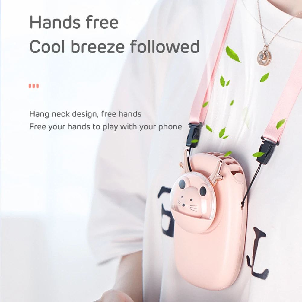 Подвесной веер для шеи милый мультяшный домашних животных Ручной Веер без