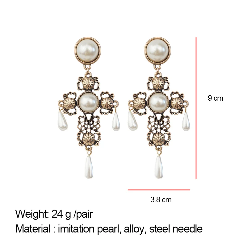 M & G золотые винтажные жемчужные серьги в готическом стиле женские полые длинные