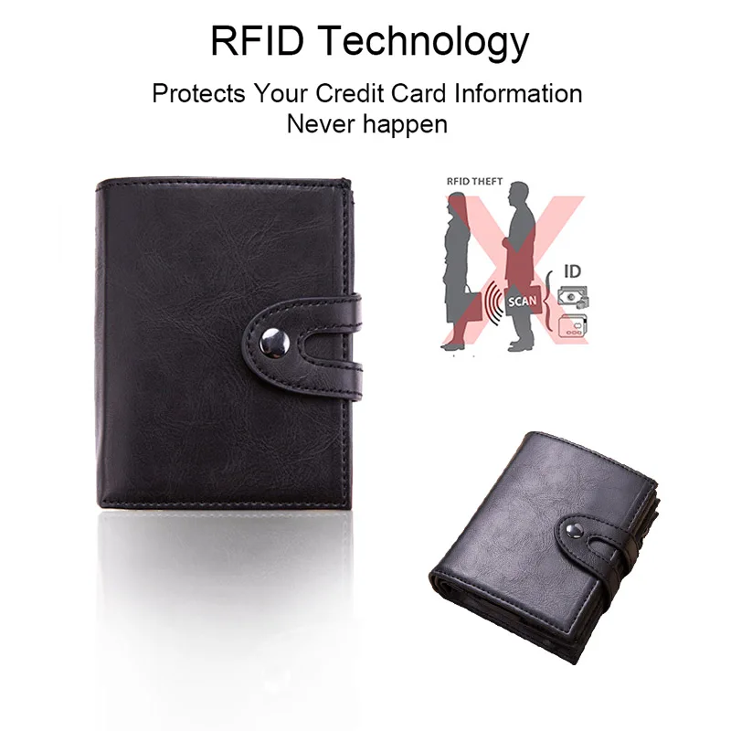 Мужской винтажный смарт кошелек с RFID блокировкой для карт|Держатели карт и
