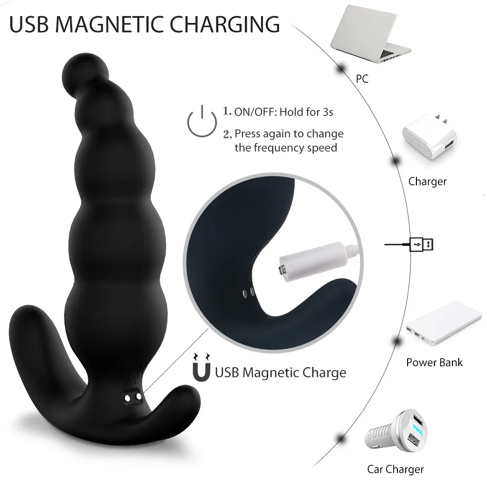 Продукт для взрослых Usb зарядка 9 мощных вибрационных режимов Анальная пробка