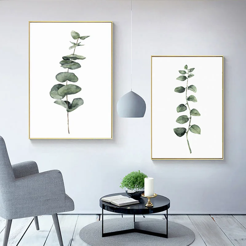 Зелень эвкалипта настенное Искусство Акварель Monstera Холст Картина
