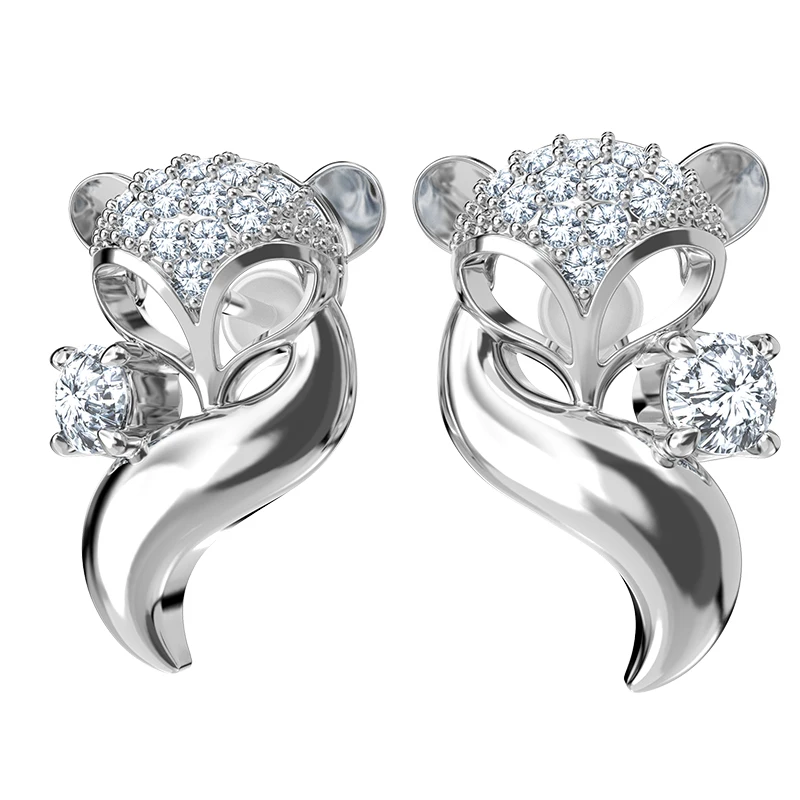 Серьги "Маленькая лисичка" из серебра, предотвращающие аллергию, модный аксессуар для школьницы, подарок на день рождения для девушки.