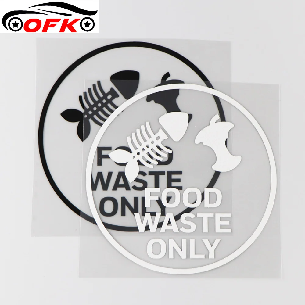 

FOOD WASTE ONLY Vinyl Car Sticker Decal Classification And Identification Of Cartoon Garbage Black/Silver 13*13CM
