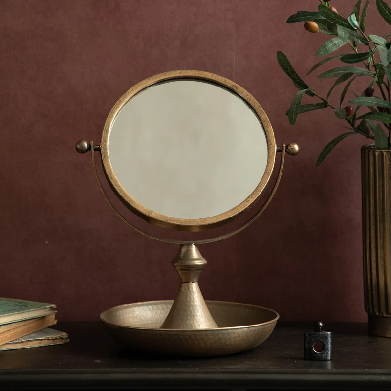 Зеркало для макияжа на одно лицо ручной работы с круглой ювелирной тарелкой