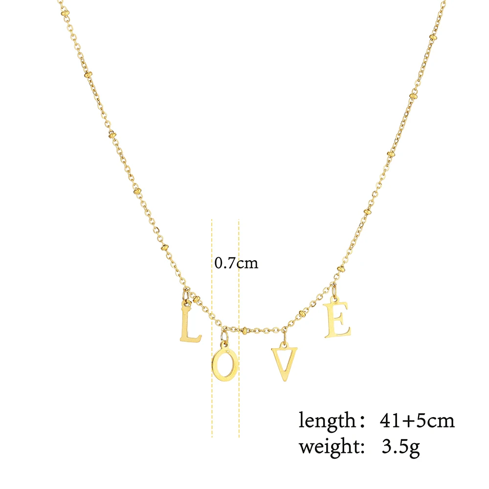 

Wholesale Love Necklace with L O V E Charms Pendant Stainless Steel Bead Ball Chain as Valentines Day Gift 10pcs/lot