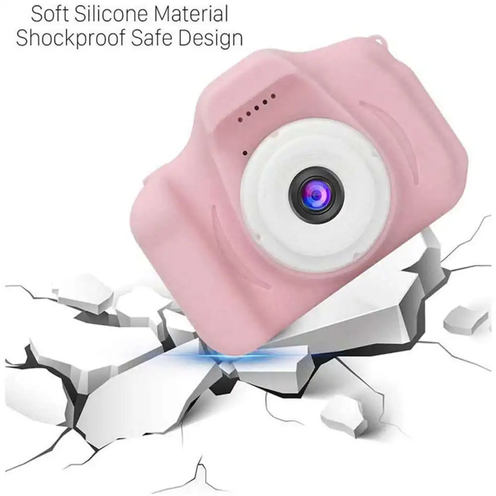 

Children Mini Camera Pink Kids Digital HD Camera 2" Color Display Children Birthday Gift 16GB SD Card Game Study Camera