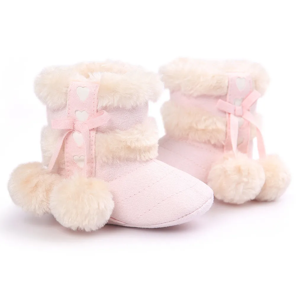 Милый зимний сезон Зимние сапоги принцессы для новорожденных девочек Обувь