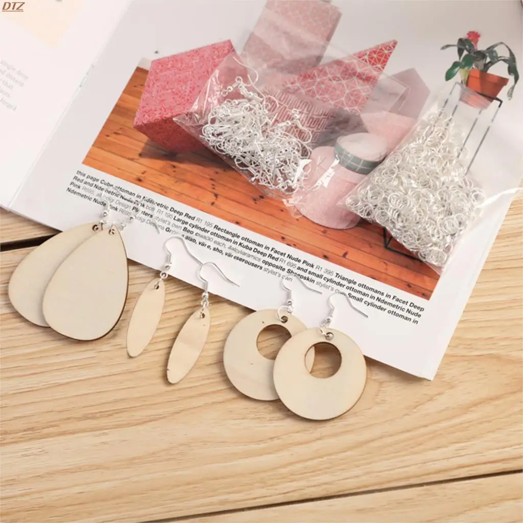 

54 Pieces Of Laser Cutting Geometric DIY Process Wooden Earrings European Style Pendant Wedding Decoration Graffiti Wood Chips