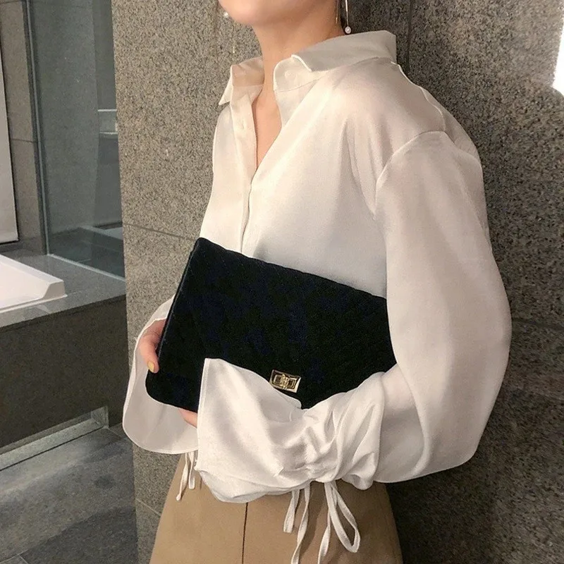 Женская винтажная шифоновая блузка Sungtin белая Повседневная офисная с