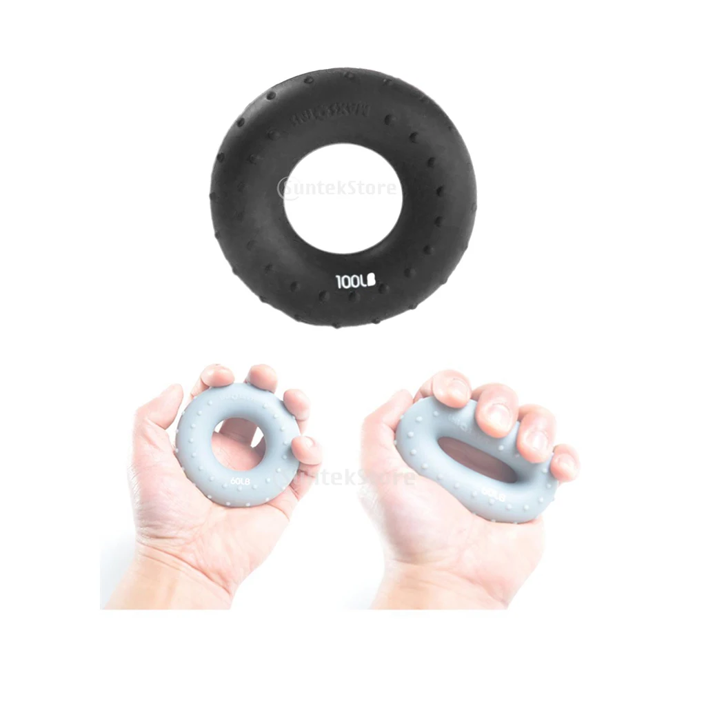 2 шт кистевой эспандер палец Silicone рукоятка Силиконовое кольцо захват 100LB& 80LBS серый и ручные ручки черные тренажеры