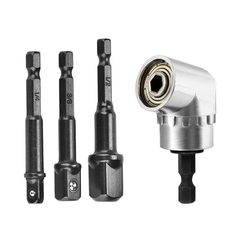 

1/4 3/8 1/2 Extension Bar Drill Hex Bit Socket Adapter 105 Angle Adapter Drill