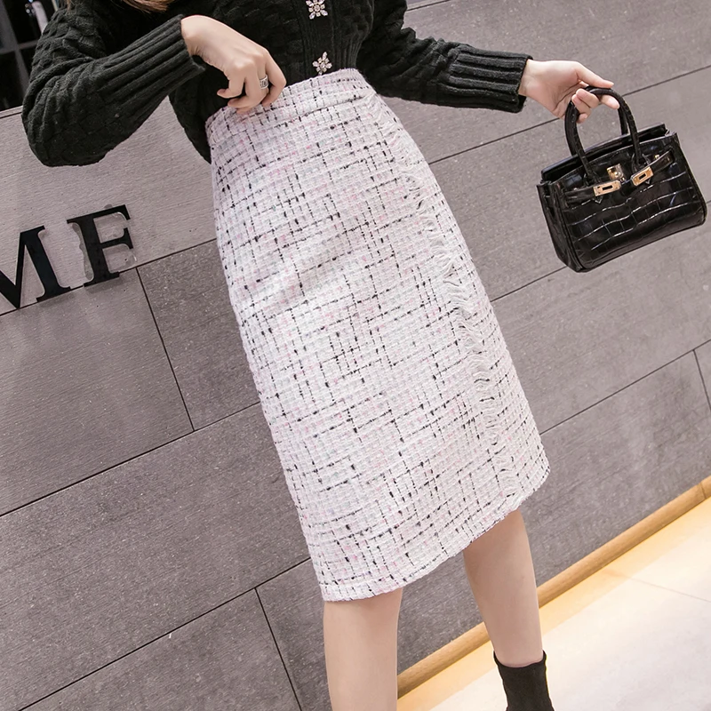 REALEFT 2019 новая осенне-зимняя винтажная женская одежда миди юбки OL Стиль Высокая