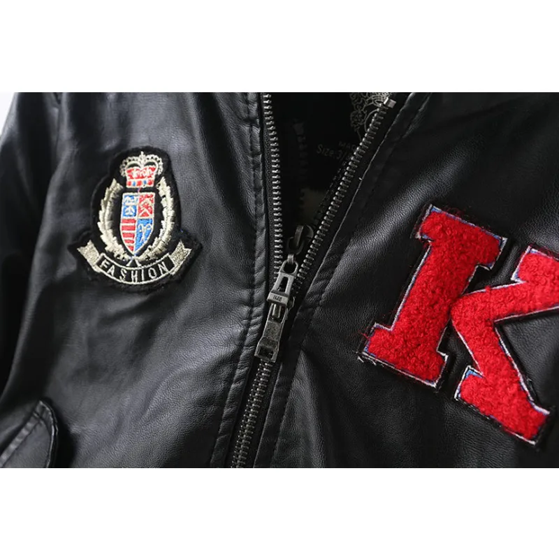 Зимняя кожаная куртка для мальчиков детская усовершенствованное пальто из