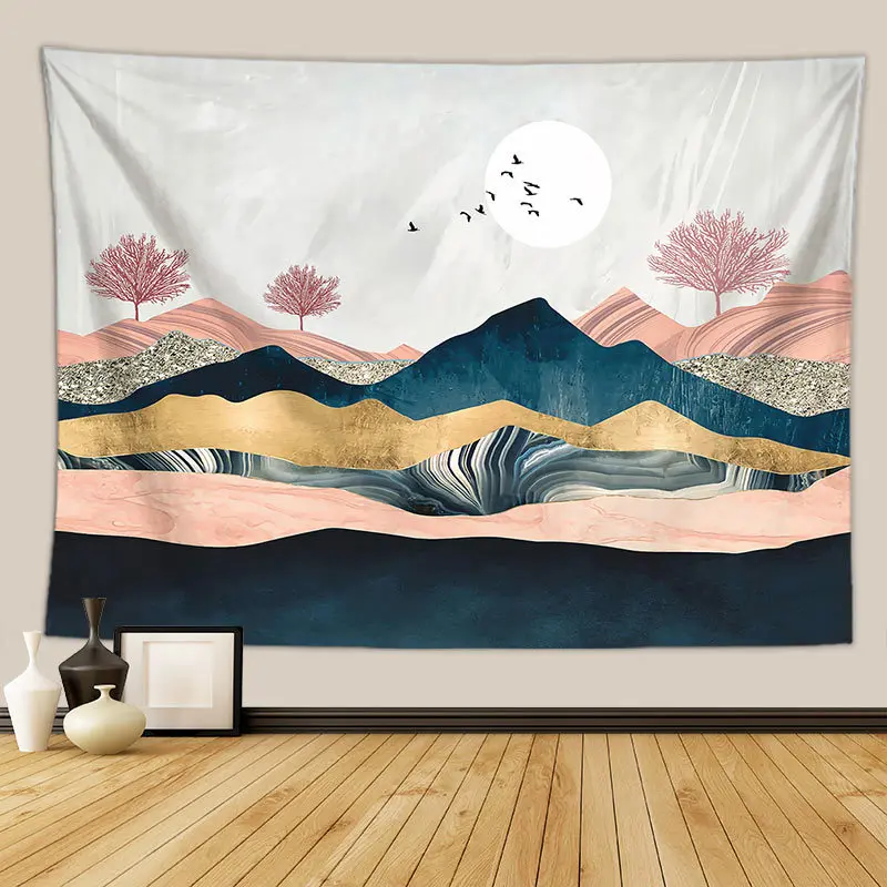 

Japanese Sunset Tapestry Nature Landscape Mountain Tapestry Wall Hanging Decorative Wall Covering Boho Decor Hanging Blanket