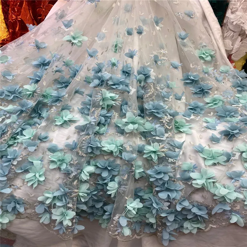 Новый стиль французская сетчатая кружевная ткань 3D Цветочный африканский тюль