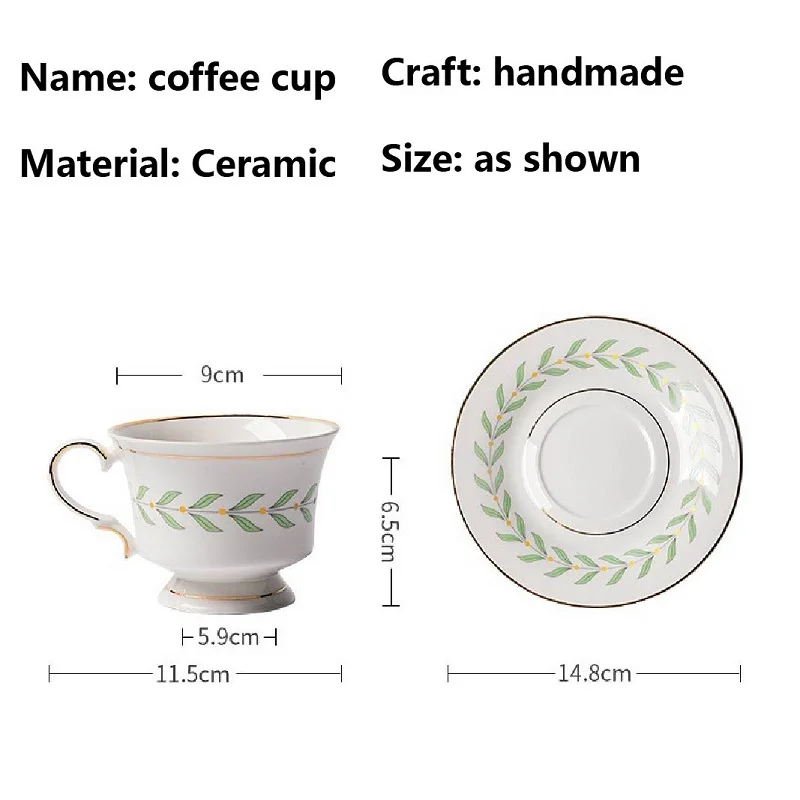 

150ML European Style Luxury Ceramic Cup Coffee Cup Home Light Luxury Coffee Cup Saucer Set Birthday Gift