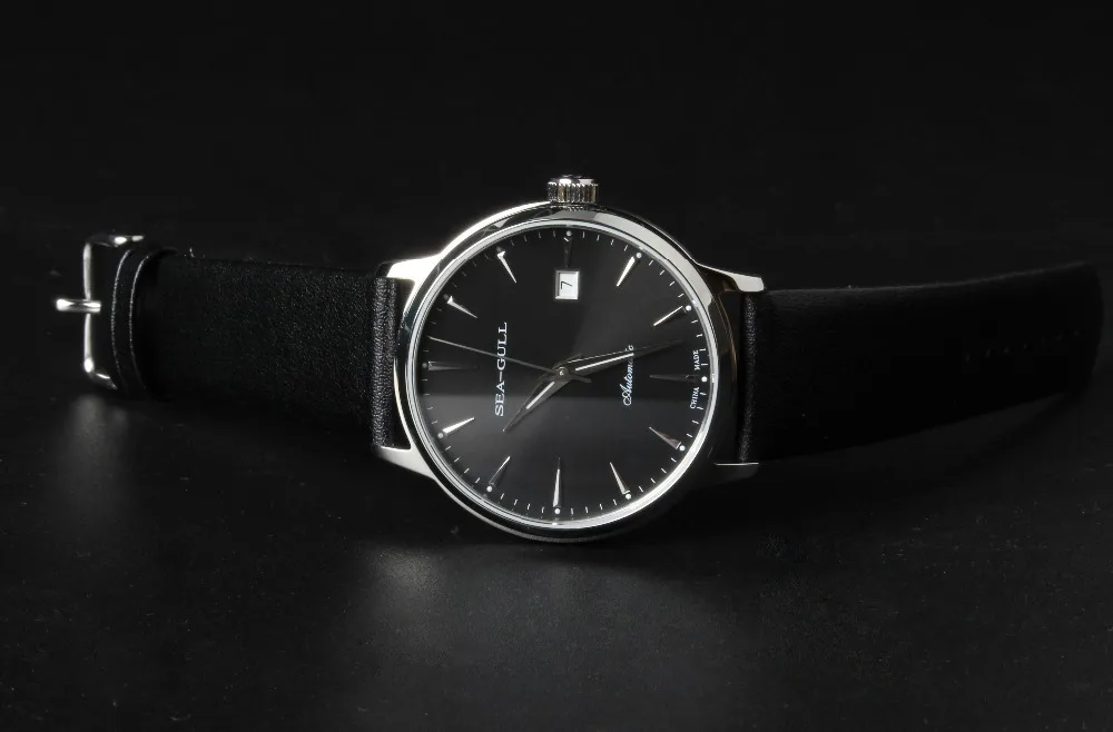 Seagull ST2130 Move Мужские t автоматические самопродуваемые наручные часы 819.22.5027 механические мужские часы сапфировый Кристалл кожаный ремешок