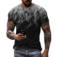 2021 new fashion hot sale mens street casual sports handsome printing gradient flame t shirt spring and summer