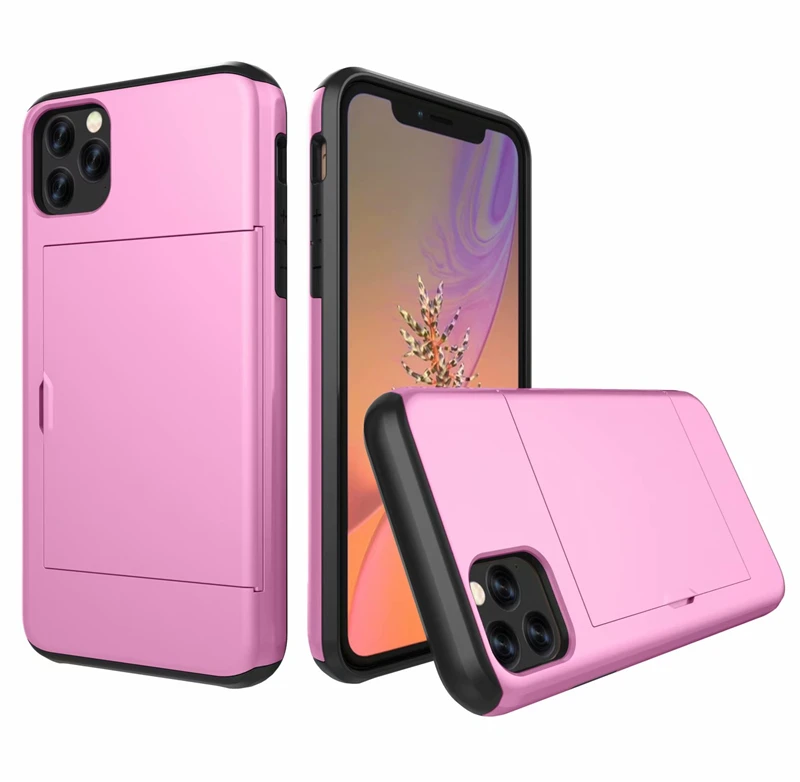 pink Для Iphone X XR XS 11 Pro Max 8 7 6 6s Plus 5 5S SE чехол Роскошный кошелек Гибридный скользящий держатель для карт для хранения Броня прочный Чехол - Цвет: pink