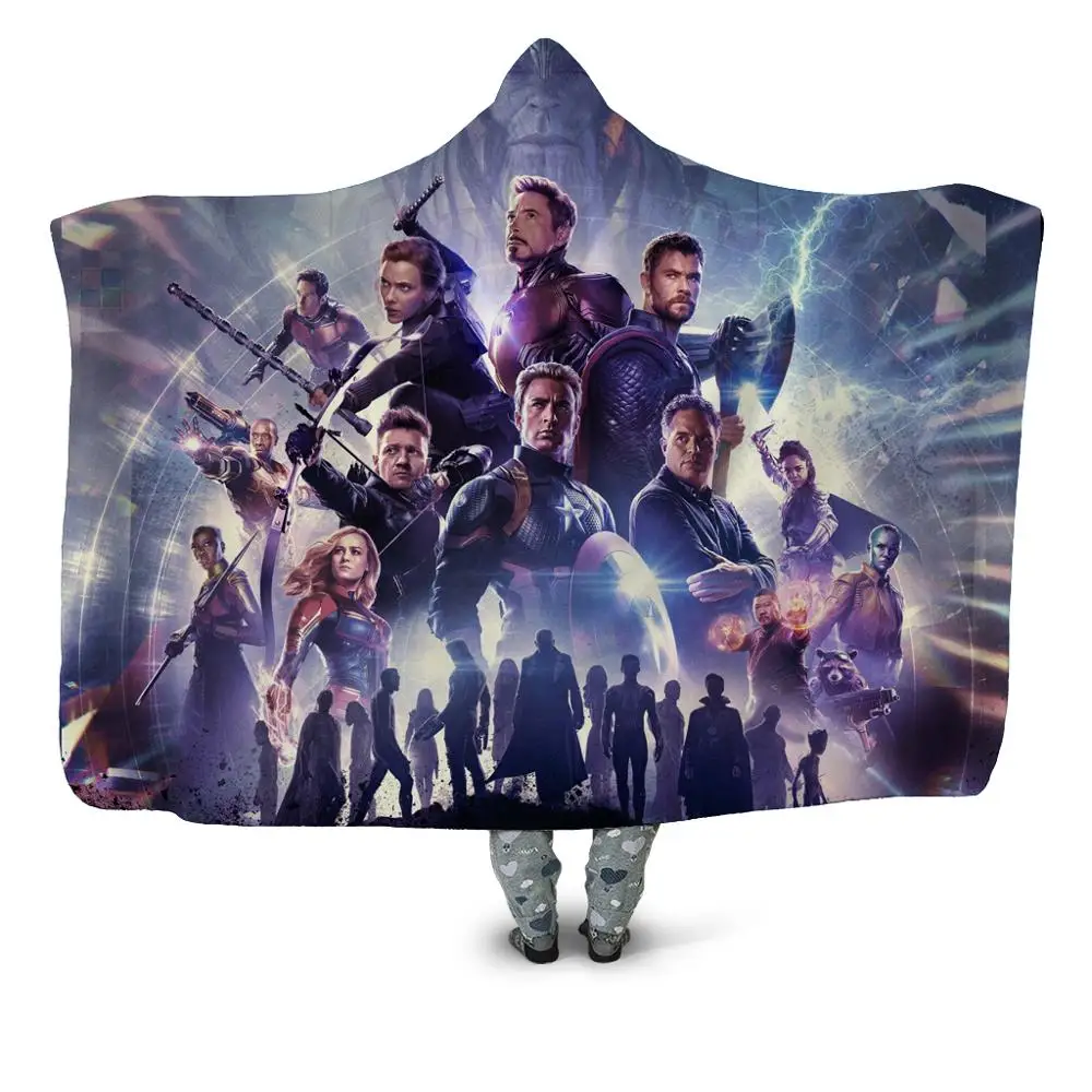 Мода Мстители печатные 3D носимые с капюшоном Одеяло супергерой взрослых пледы