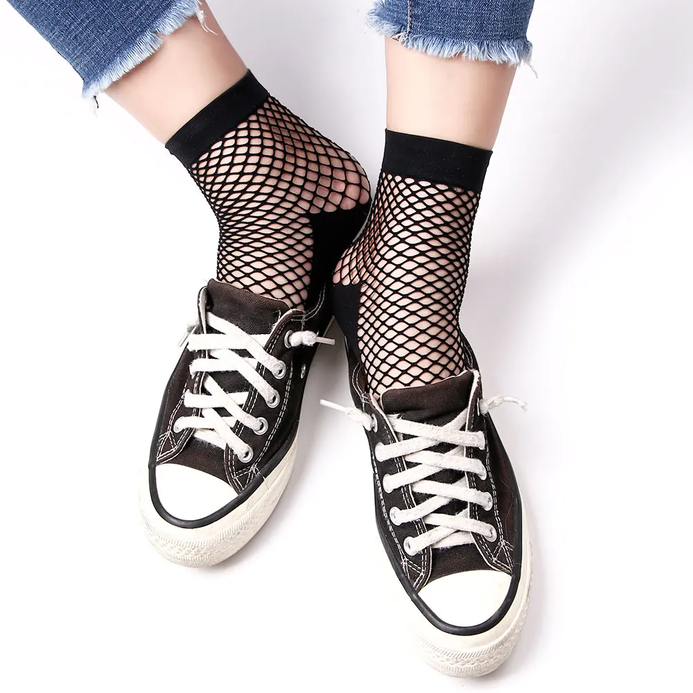 1Pair Fashion Women Girls Lady Sexy Lace Ankle High Fishnet Mesh Net Solid Color Short Crew Summer Breathable Socks New Arrival