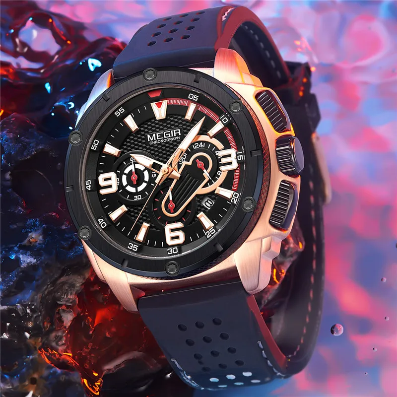 Часы MEGIR мужские наручные водонепроницаемые брендовые Роскошные спортивные