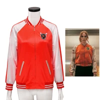 takerlama gunpowder milkshake sam cosplay baseball uniform orange jacket adult woman zipper coat halloween role play killer suit