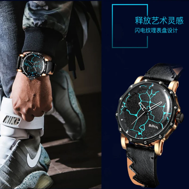 Мужские часы BIDEN 2019 роскошный бренд кожаный ремешок военные повседневные