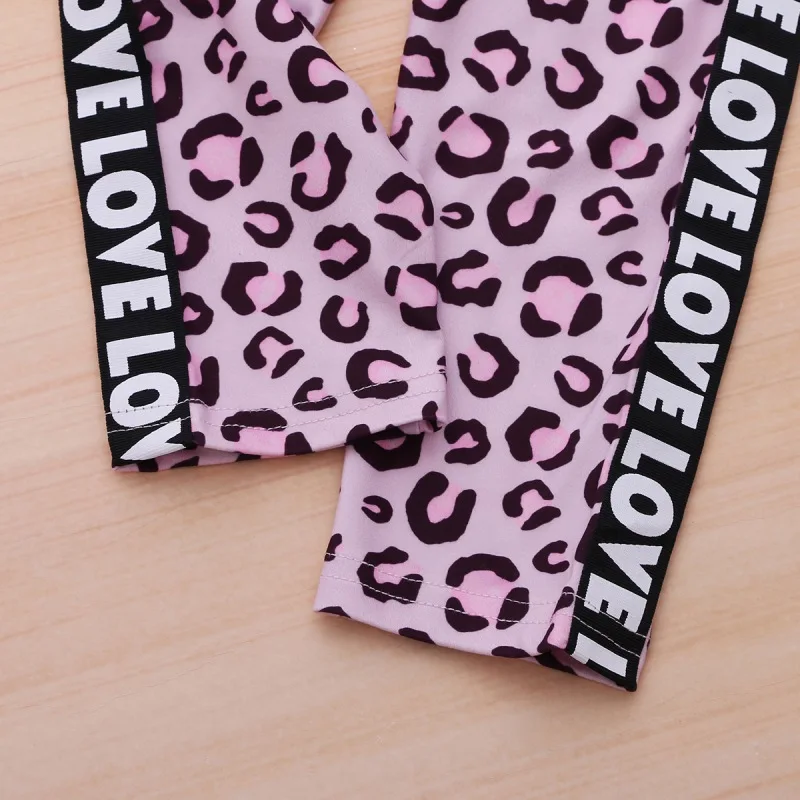 

Kids Girls Leopard Set Children Home Clothing Baby Girl Long Sleeve Leopard Print Tee Tops+Pants Costume Set Fashion