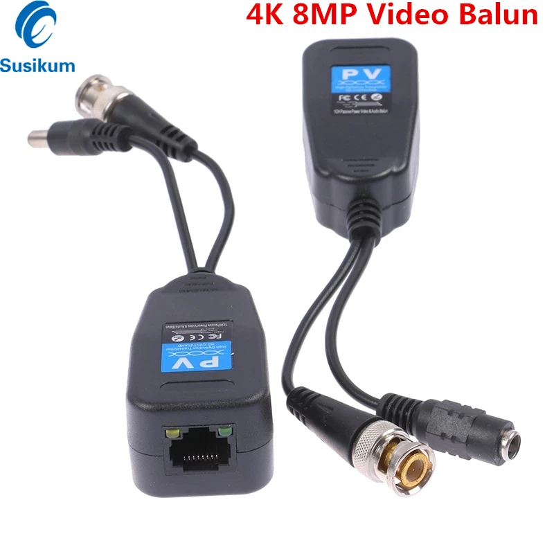 1 Pair Passive Coax BNC Power 8MP 4K Video Balun Transceiver Connectors BNC Male To RJ45 For CCTV Camera