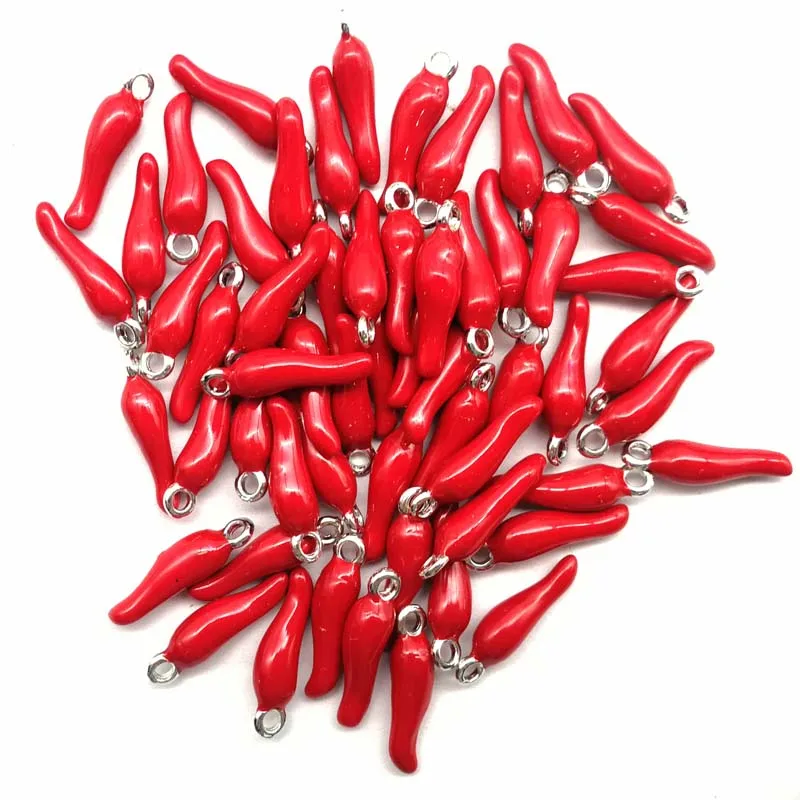 

4Pcs 20x5mm Red Tibetan &Drops Of Oil Hot pepper Pendant Bead