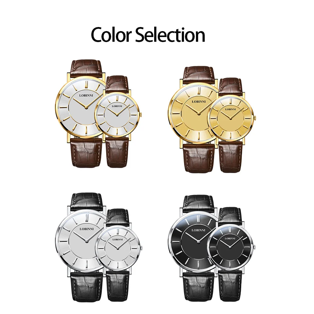 LOBINNI Switzerland Роскошные Брендовые часы для влюбленных из кожи модные наручные с
