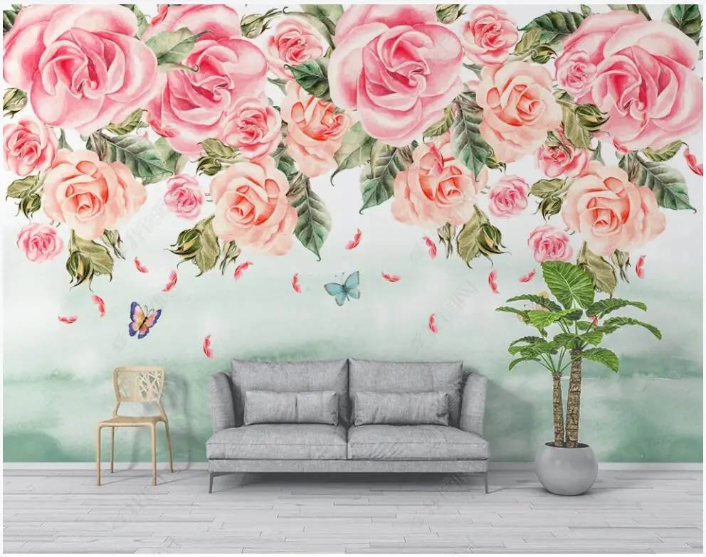 

custom mural Photo wallpaper Modern American Pastoral Rose Flower in the living room home decor 3d wallpaper for walls in rolls