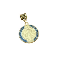 blue enamel saint benedict medal cross crucifix charm dangles beads fit european charm bracelet 23 5x38mm 2pcslot a 367a