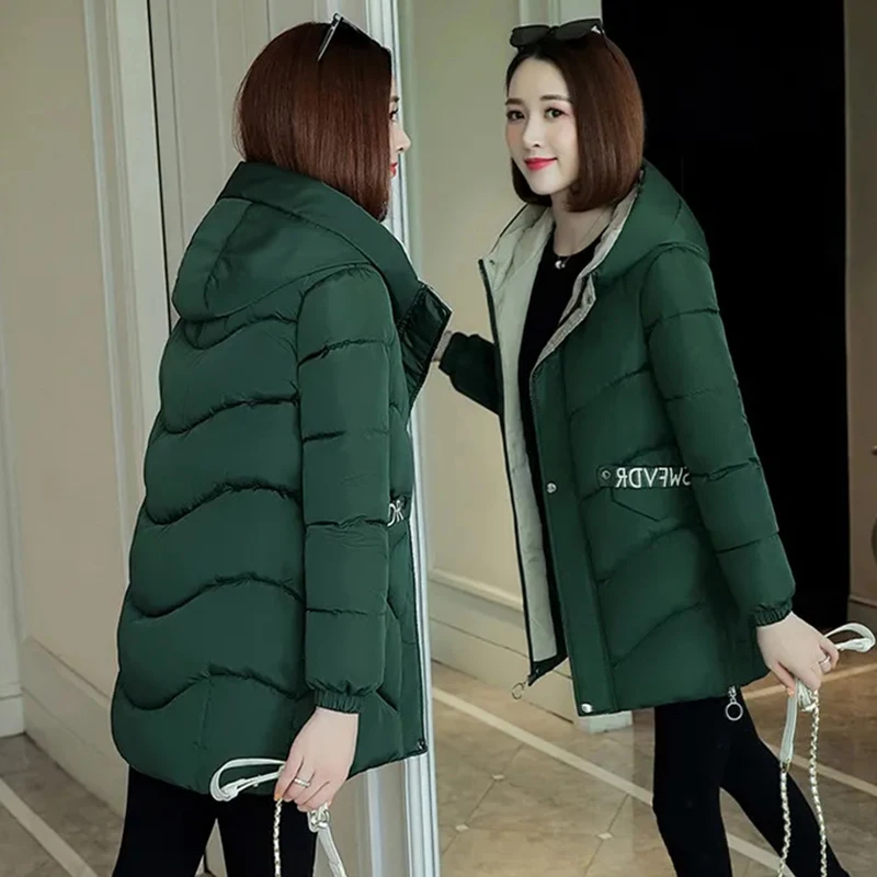 Женская Стеганая куртка, зимняя куртка средней длины с капюшоном, 2021, размера плюс от AliExpress WW