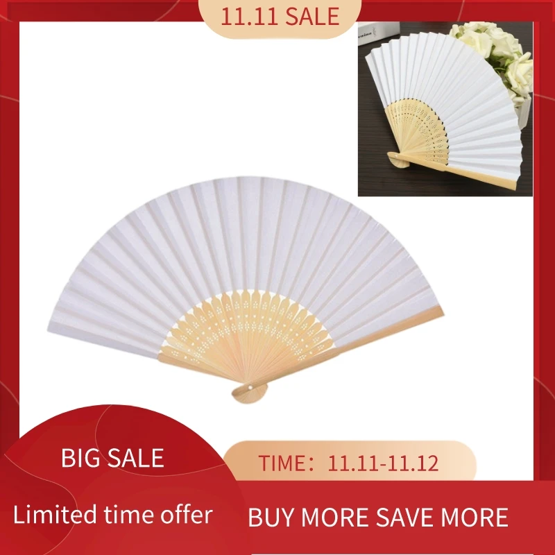 

30 PCS folding Paper hand fan custom halloween ladies baby shower wedding favors gift birthday party decoration(white)