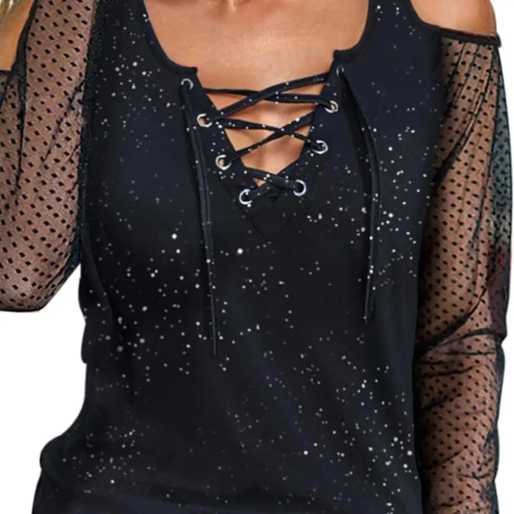 

2021 Sexy Women Lace blouse Shirts Long Sleever Black Tops Female clothing Ladies Blusas Casual Blouse Black Holiday Shirt