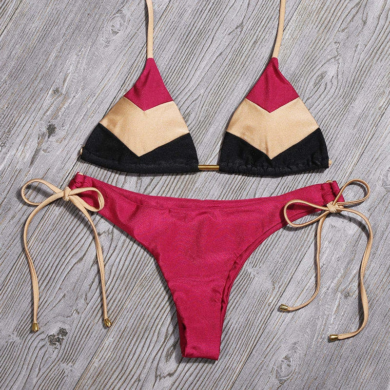 Новинка топ с лямкой на шее комплект бикини цветочным принтом сексуальный